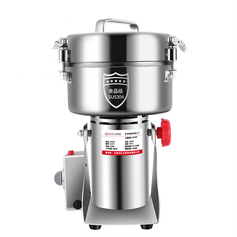 آلة طحن مسحوق 2500g، 110V/220V، منزلية وتجارية، أعشاب طبية، رقائق، توابل، حبوب متنوعة، مطحنة دقيق، 4500W