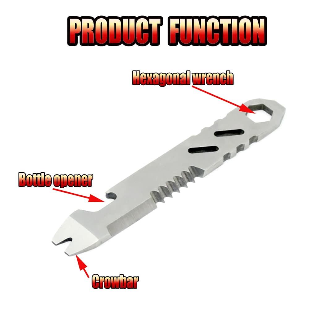 Multi-function Allen wrench, Bottle opener , portable outdoor camping tool, Mini stainless steel crowbar - 3