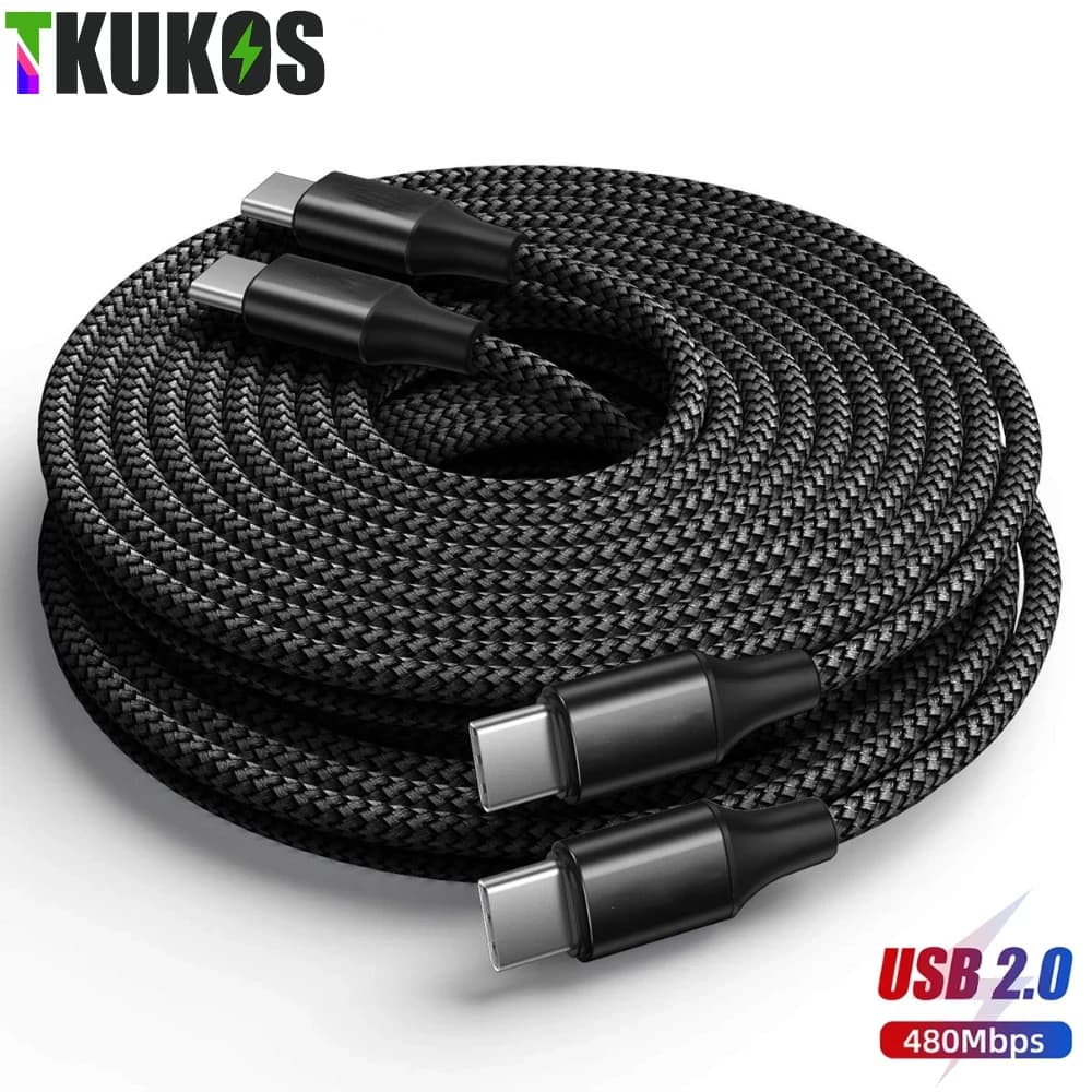 كابل Type C طويل 8m 5m 3m شحن سريع كابل USB C نقل بيانات C إلى C كابل شحن لسامسونج S21 S20 أوبو فيفو شاومي