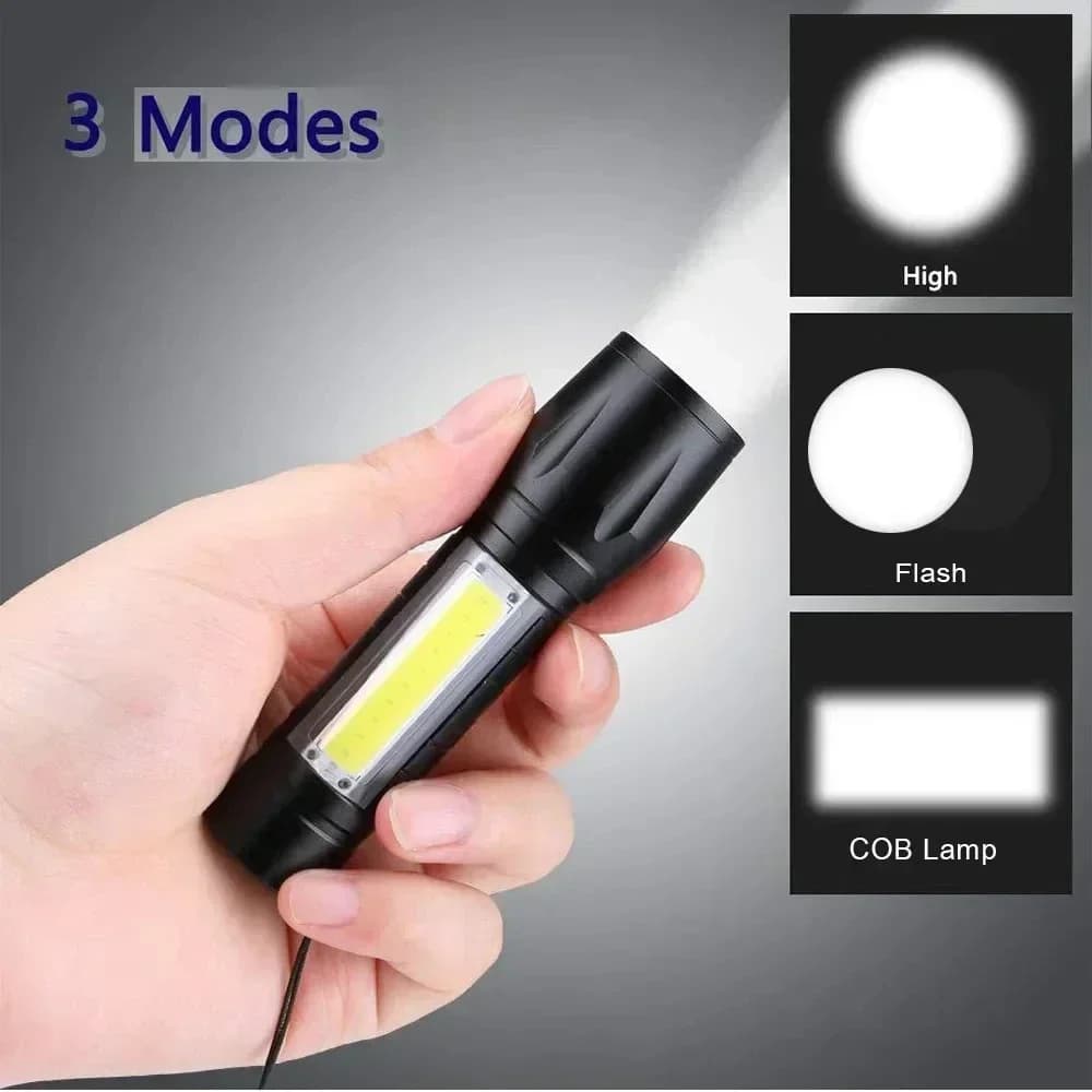 BALDR Mini Rechargeable LED Flashlight COB+XPE Portable Torch Zoomable Light Tactical Flashlight outdoor Camping Fishing Lantern - 4