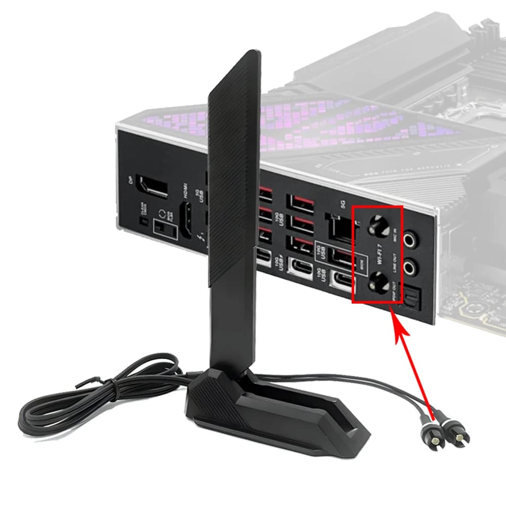 مستقبل إشارة لاسلكية WiFi 6E و7E هوائي Q-Antenna محمول، متوافق مع ASUS PRIME B840 وB850 وB860 وZ890 وX870 وTUF GAMING B860M-PLUS وGAMING B860M وZ790 - 4