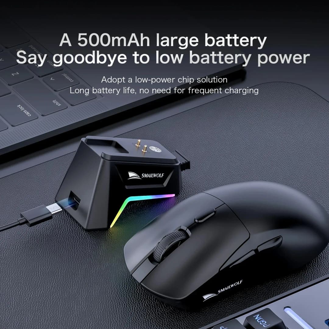 SMAILWOLF M3 Ergonomic Gaming Mouse Tri-Mode PAW3311 Optical Sensor 12000 DPI 1000Hz Lightweight Design for PC Laptop Gamer - 3