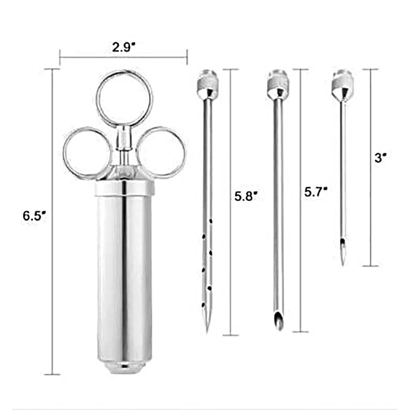 Grill 2-oz Marinade Seasoning Injector Turkey Meat Injectors Stainless Steel Cooking Syringe Injection With 2-5 Needles - 5