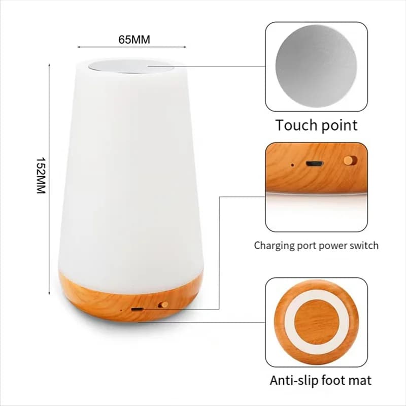 Night Light Bedroom Dimmable Touch Lamp 13 Colors and 5 Brightness Baby Table Lamp Portable Rechargeable Bedside Table Lamp - 6