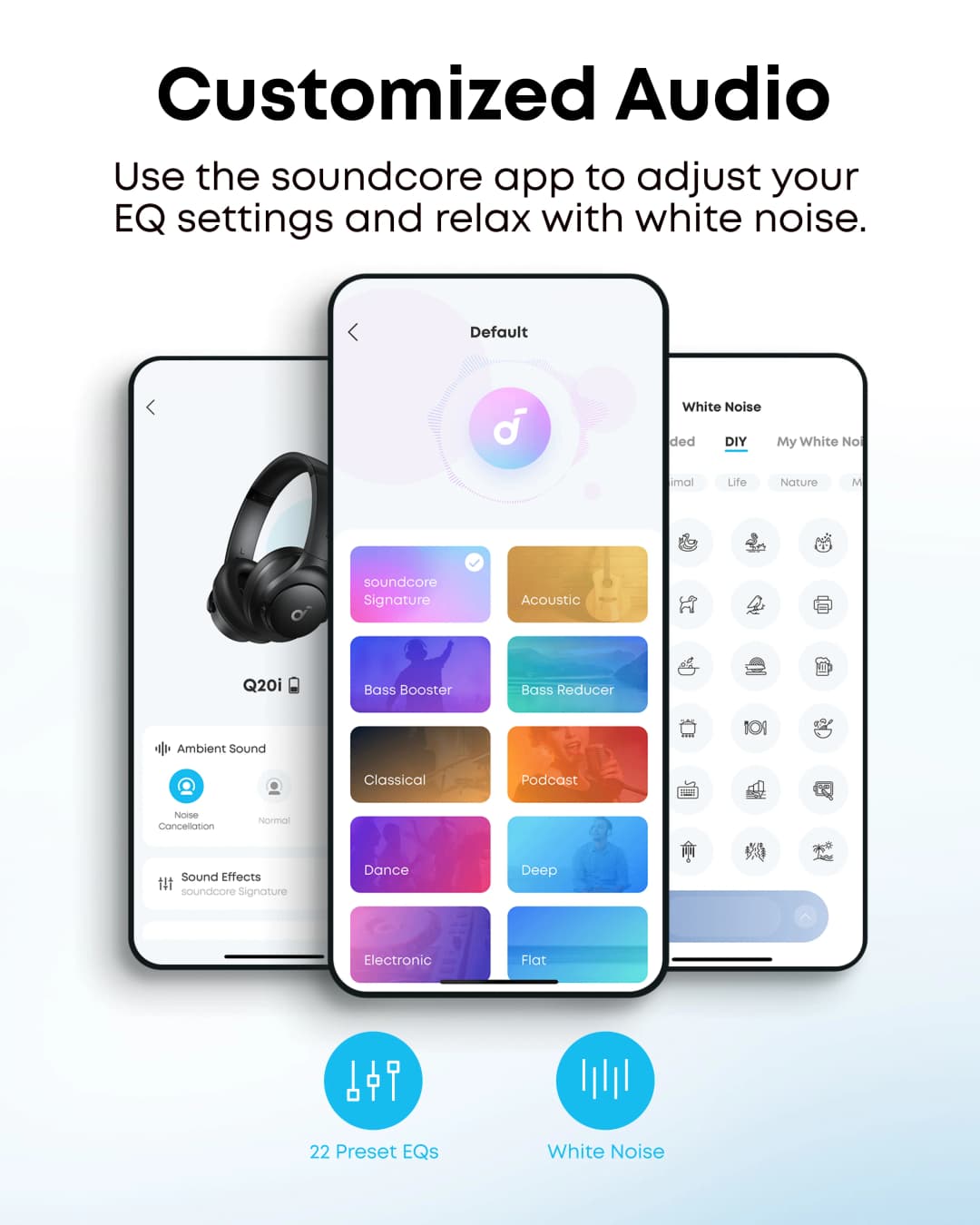 سماعات رأس Soundcore by Anker Q20i هايبرد إلغاء الضوضاء نشط، بلوتوث لاسلكي فوق الأذن، 40 ساعة تشغيل ANC، صوت عالي الدقة - 4