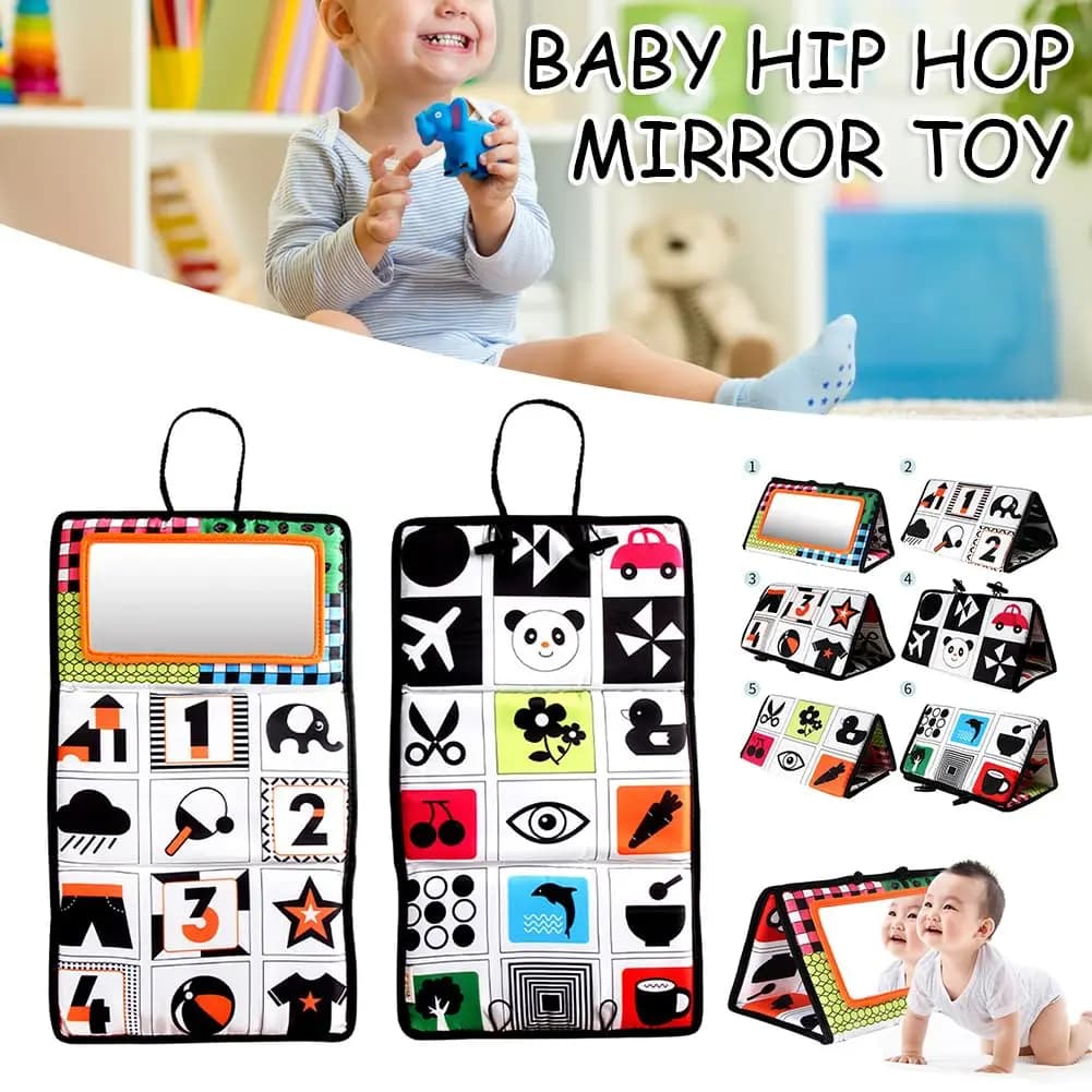 Baby Tummy Time Black and White Newborn Mirror Toys for Babies Montessori Development Crawl High Contrast Activity Sensory Toy - 3