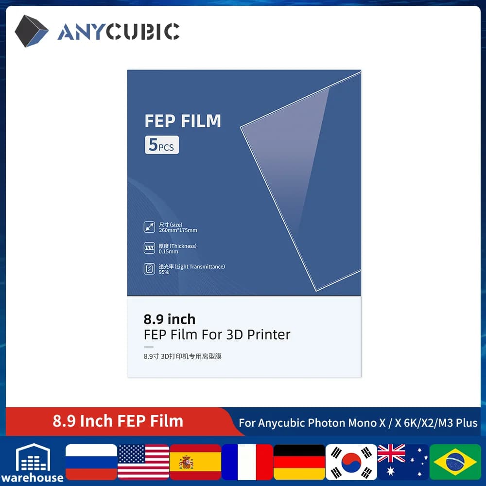 فيلم ANYCUBIC FEP مقاس 8.9 بوصة لـ Photon Mono X / Photon Mono X 6K / Photon M3 Plus / Photon Mono X2 / Photon Mono X 6Ks