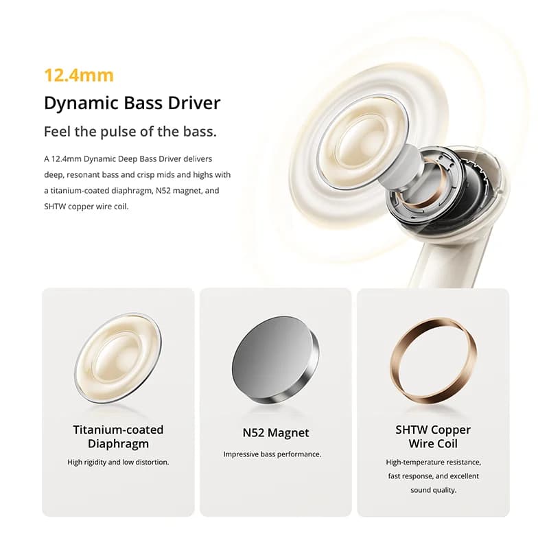 Global Version realme Buds Air 7 TWS Earphone 52dB Noise Cancellation 52 Hours Battery Life 12.4mm Bass Driver LHDC 5.0 IP55 - 4