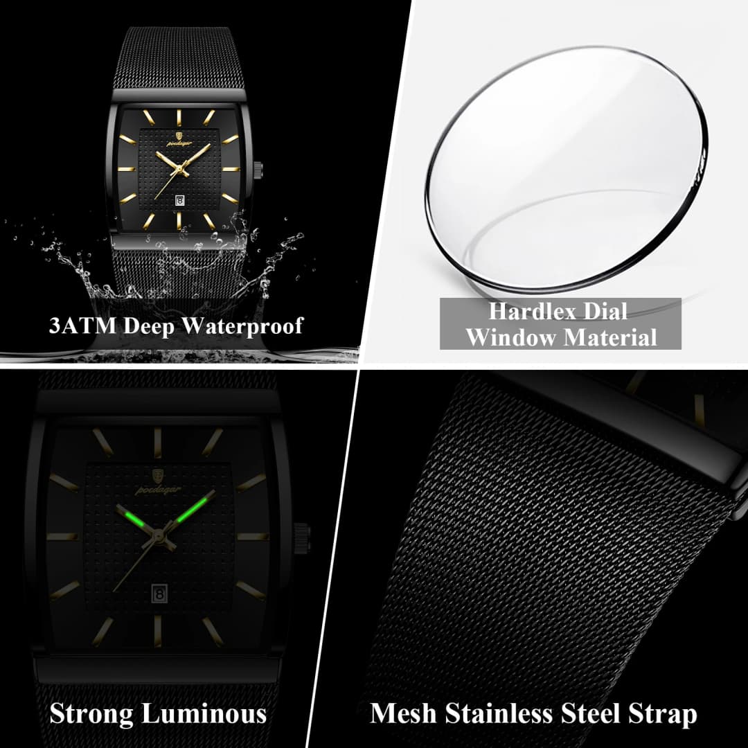 POEDAGAR Top Luxury Men Wristwatch Waterproof Luminous Stainless Steel Mesh Date Man Watch Fashion Business Quartz Men's Watches - 3