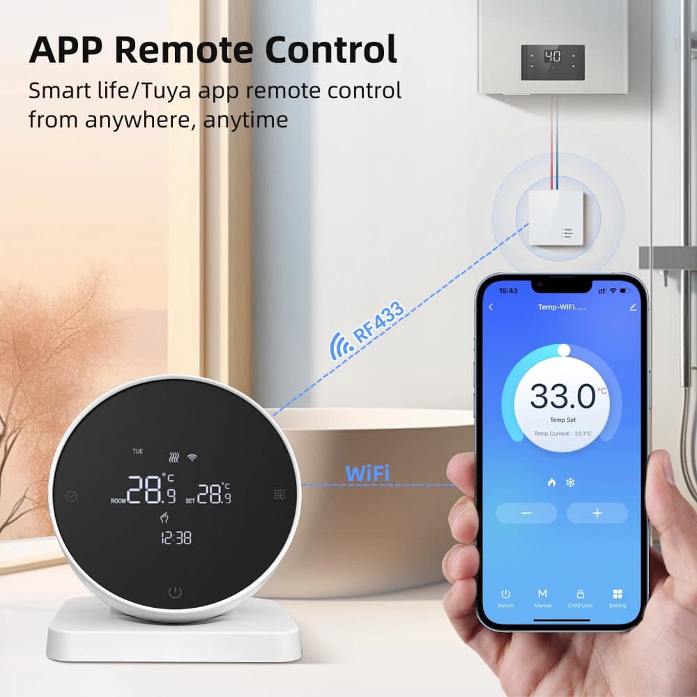 ترموستات ذكي AVATTO واي فاي مستقبل لاسلكي RF تحكم في درجة الحرارة لغلاية الماء والغاز يدعم تيا أليكسا وجوجل هوم - 3