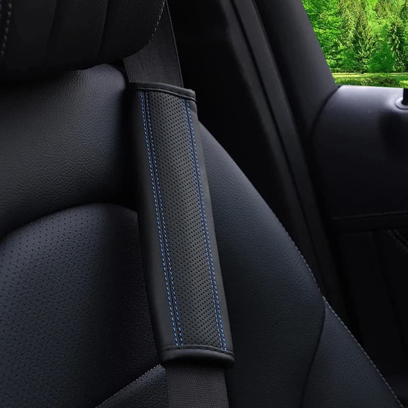 1PCS PU Leather Embossed Car Seat Belt Shoulder Cover Decompression Comfort Car Accessories Safety Belt Protective Cover - 6