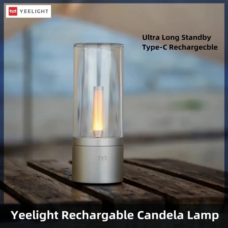 مصباح شمعة قابل لإعادة الشحن من ييلايت، إضاءة ليلية صفراء بتقنية LED، إضاءة جو، خافتة تدريجياً، مصباح منضدة لغرفة النوم