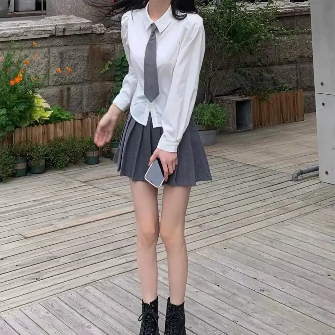 قميص أبيض أساسي بتصميم مدرسي للنساء بأكمام طويلة وتصميم أنيق، قميص تونيك بأزرار، بلوزة كاجوال للسيدات - 3