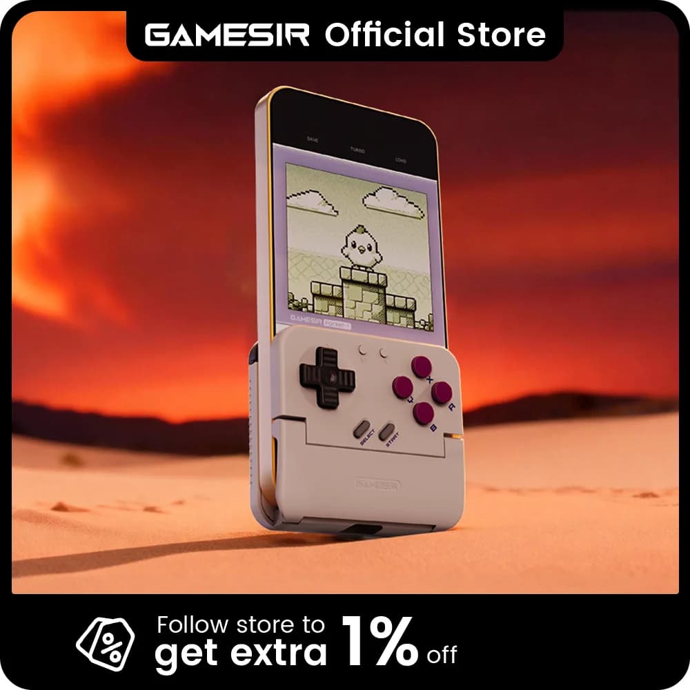 ذراع تحكم GameSir بوكيت تاكو ريترو محمول، ذراع تحكم عمودي محمول لأندرويد، ذراع تحكم بلوتوث محمول