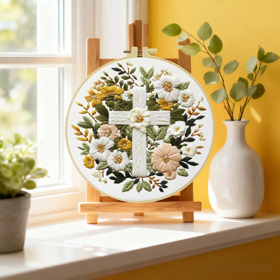 1pc 20X20CM/15X15CM 7.87/6.3inch flower Embroidery Starter Kit DIY kit DIY embroidery kit manualidades Needle Art - 2