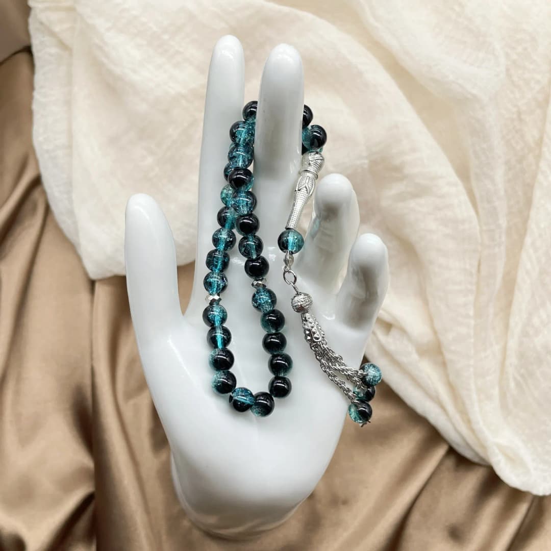 New 33 Beads 8mm Cracked Glass Tasbih, Muslim Prayer Beads for Daily Worship, Ramadan Holiday Gift for Women - 2