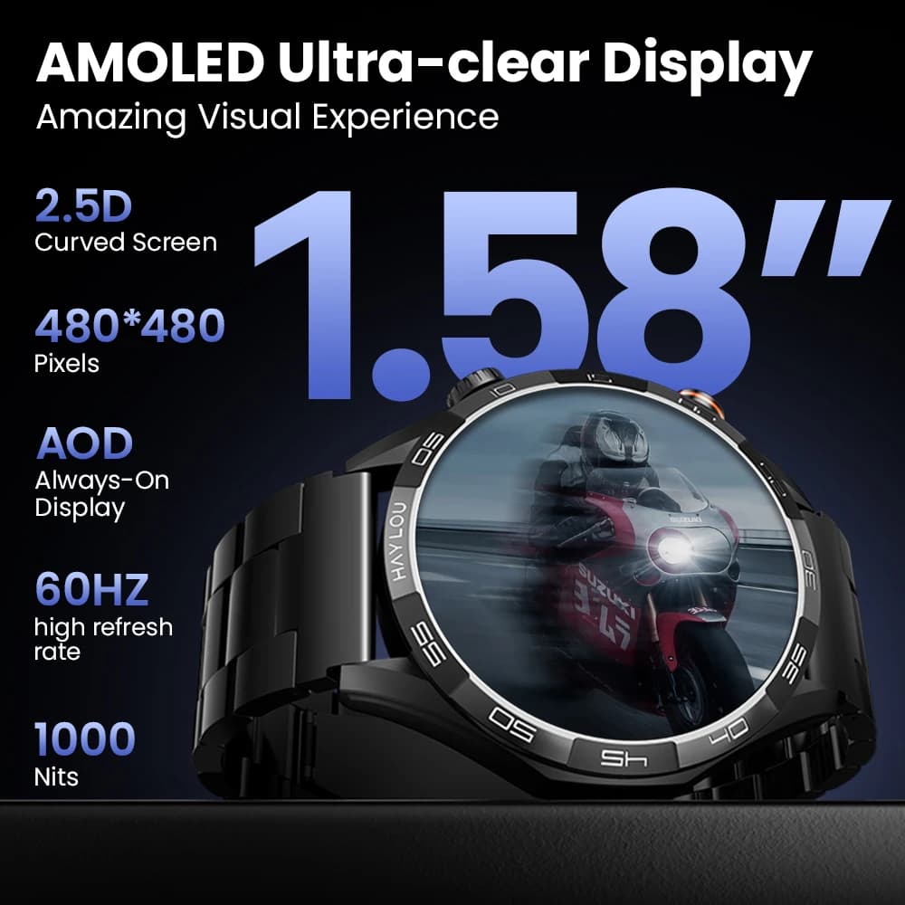 ساعة ذكية HAYLOU Solar 5 بشاشة AMOLED 1.58 بوصة، مكالمات صوتية، مراقبة صحية على مدار 24 ساعة، أكثر من 100 وضع رياضي - 3