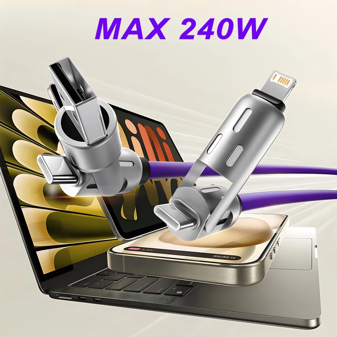 كابل 4 في 1 بقوة 240 واط من نوع USB C إلى USB C كابل شحن سريع PD لسامسونج آيفون 16 برو ماكس 15 آيباد شاومي سامسونج تابلت 1 متر كابل بيانات - 6