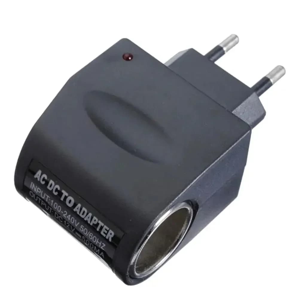 محول التيار المتردد مع شاحن سيارة تلقائي بقابس EU من 220V تيار متردد إلى 12V تيار مستمر للاستخدام مع الأجهزة الإلكترونية للسيارة في المنزل - 4