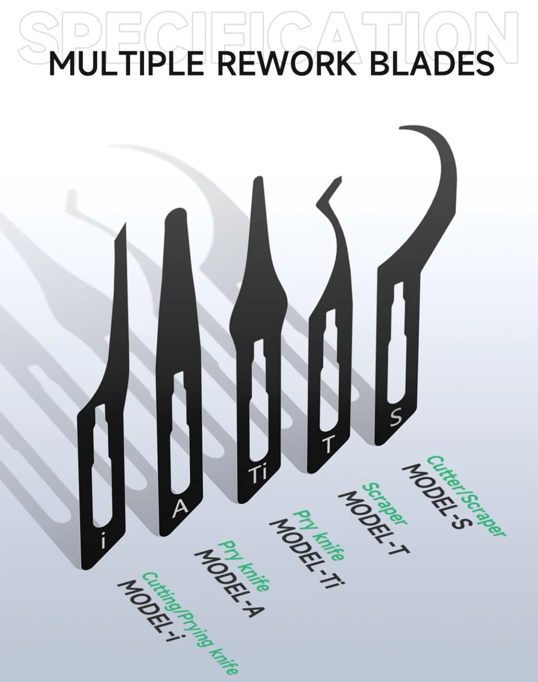 MECHANIC Assassin 5 Professional Degumming Rework Blade Set 5PCS Scraper Cutting Knife for Phone Motherboard IC CPU Repair Tools - 3