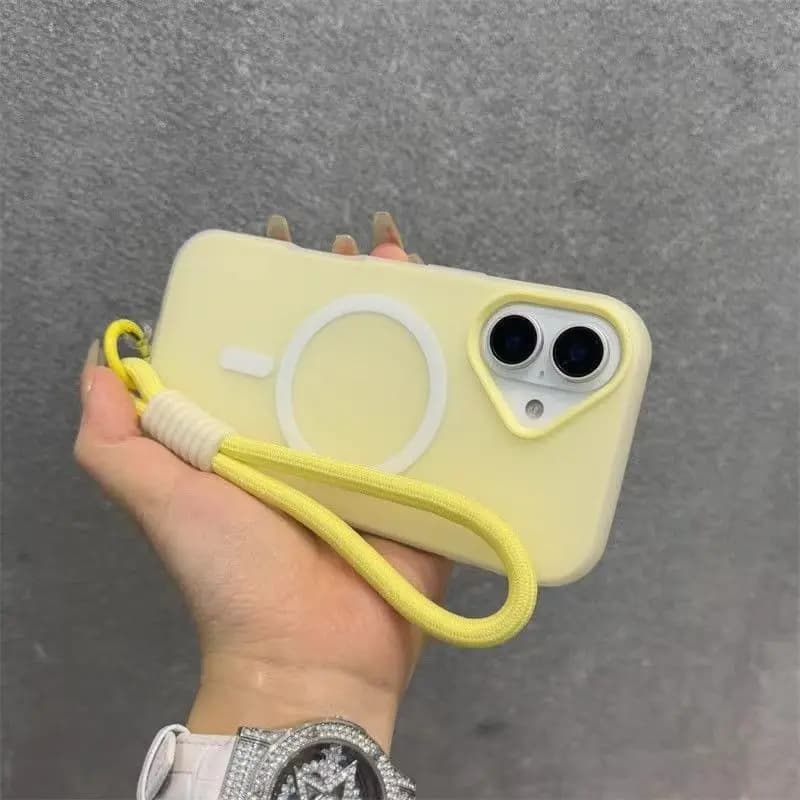 for Magsafe Candy Contrast Lanyard Magneti Case for iPhone 17 16 15 Pro Max 14 Plus 11 12 13 17 Air Hand Wrist Strap Matte Cover - 2