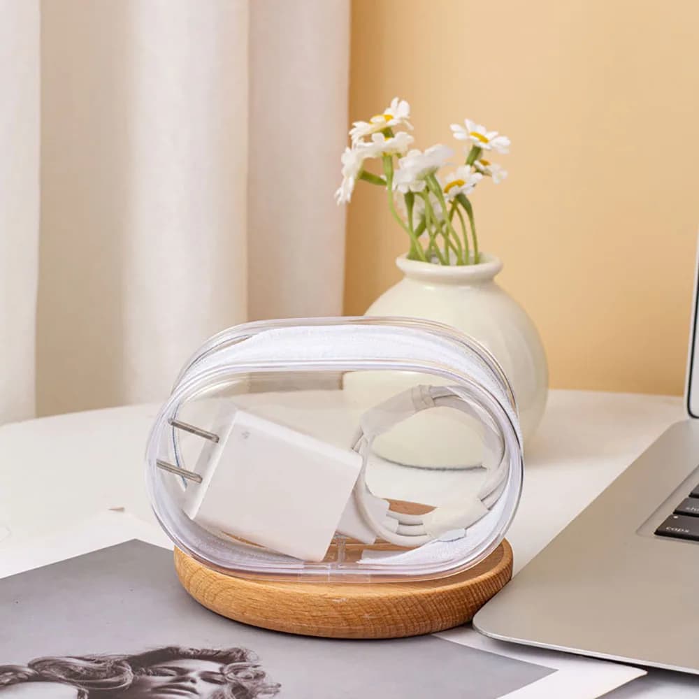 Mini Transparent Storage Bag with Zipper, Travel Data Cable Charger Dustproof Portable Storage Bag,Headphone and Charger Case - 5