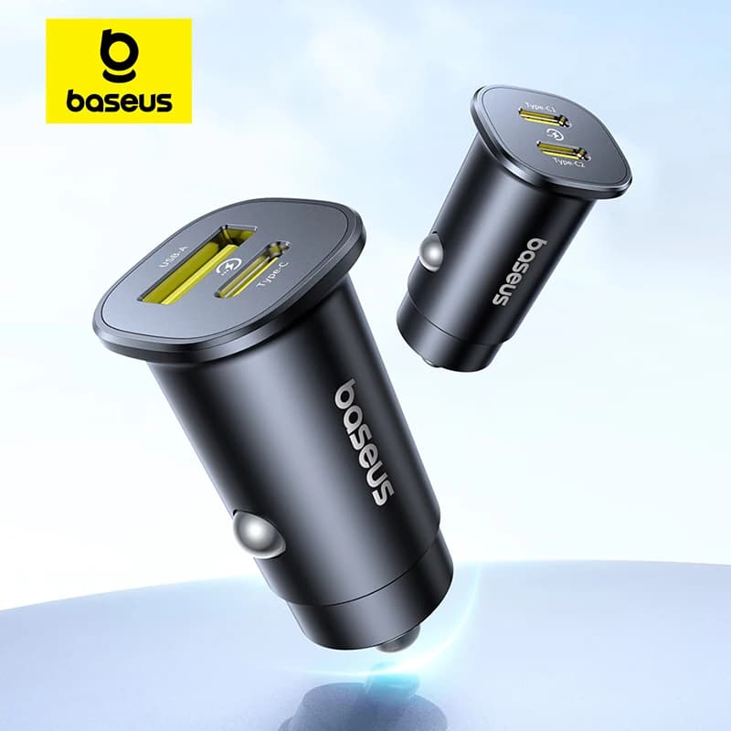 بايوس شاحن سيارة 30 واط شحن سريع منفذ مزدوج USB Type-C PD QC FCP AFC لهاتف آيفون 16 15 سامسونج S24 S25 شاومي هواوي تابلت