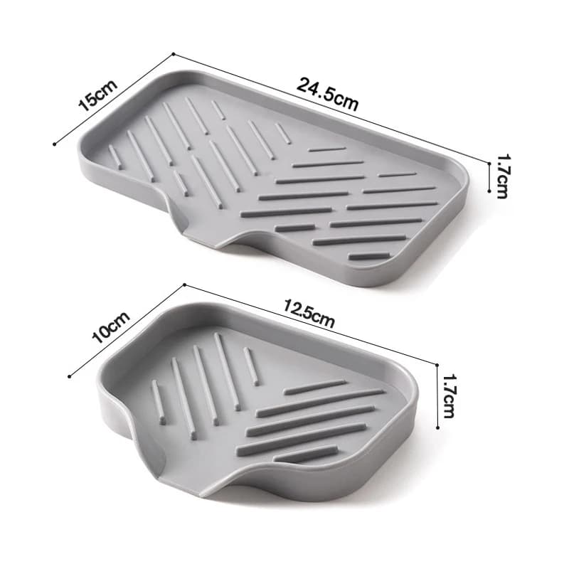 1/2pcs Kitchen Sink Silicone Tray With Drain Soap Sponge Storage Holder Countertop Sink Scrubber Brush Soap Storage Rack - 4