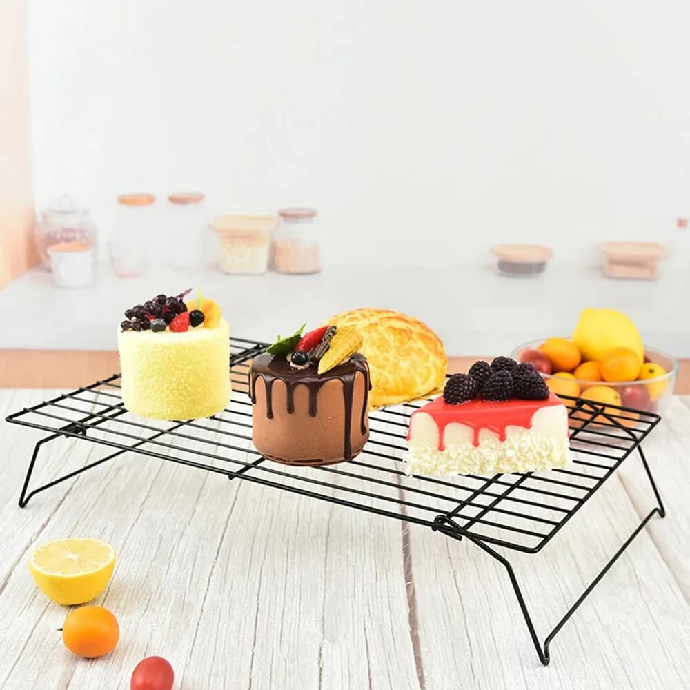 Non Stick Wire Grid Baking Tray Cake Cooling Rack Stainless Steel Oven Kitchen Pizza Bread Cookie Holder Barbecue Shelf - 5