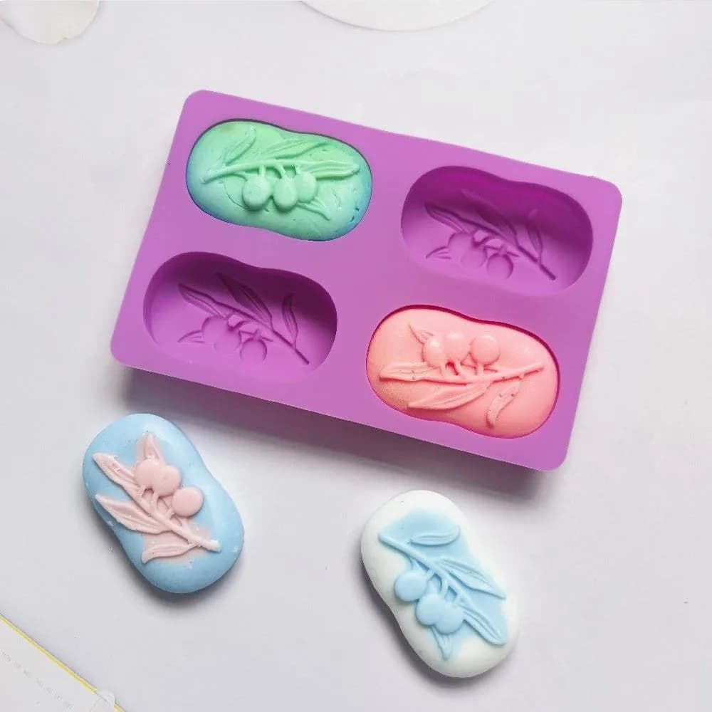 4 Cavities Oval Olive Tree Silicone Soap Mold DIY Soap Making Kits Handmade Cake Candle Mold Gifts Craft Supplies Home Decor - 6