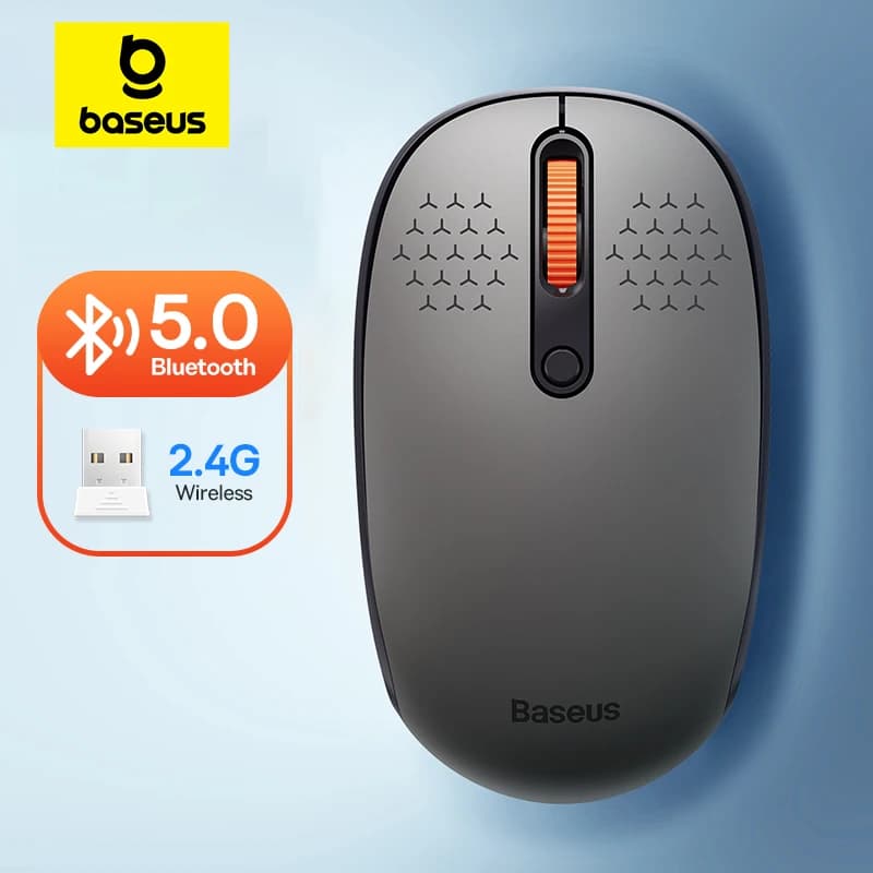 ماوس لاسلكي بلوتوث من Baseus للكمبيوتر 1600DPI ماوس صامت مع مستقبل USB Nano 2.4GHz لجهاز الكمبيوتر MacBook والكمبيوتر اللوحي