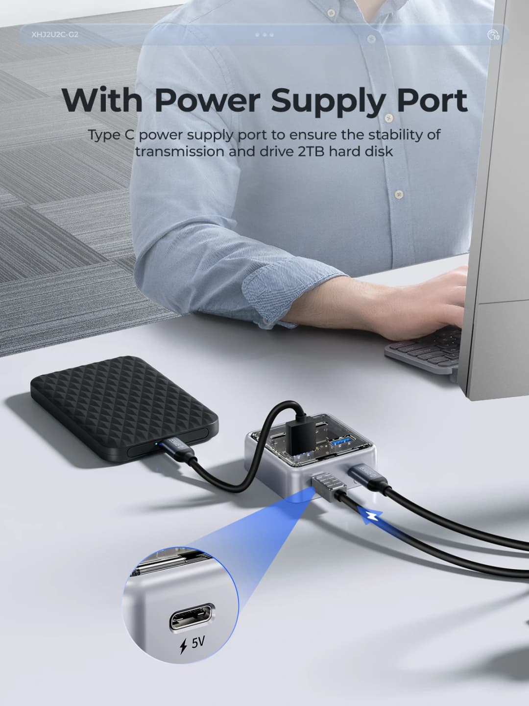 ORICO USB3.2 Hub Splitter Metal Material Usb Hub 10Gbps With 2 USB A Port and 2 USB C Port for All Macbook Mac Mini - 6