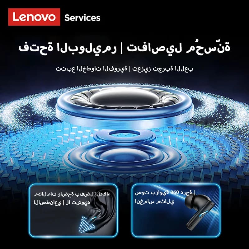 سماعات لينوفو GT100 TWS بلوتوث 6.0 للألعاب سماعات أذن ذات تأخير منخفض للغاية عمر طويل سماعات لاسلكية مكالمات صوتية عالية الدقة - 3