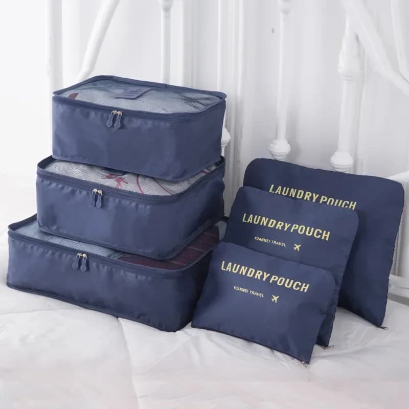6 PCS Travel Storage Bag Set for Clothes Tidy Organizer Wardrobe Suitcase Pouch Travel Organizer Bag Case Shoes Packing Cube Bag - 3