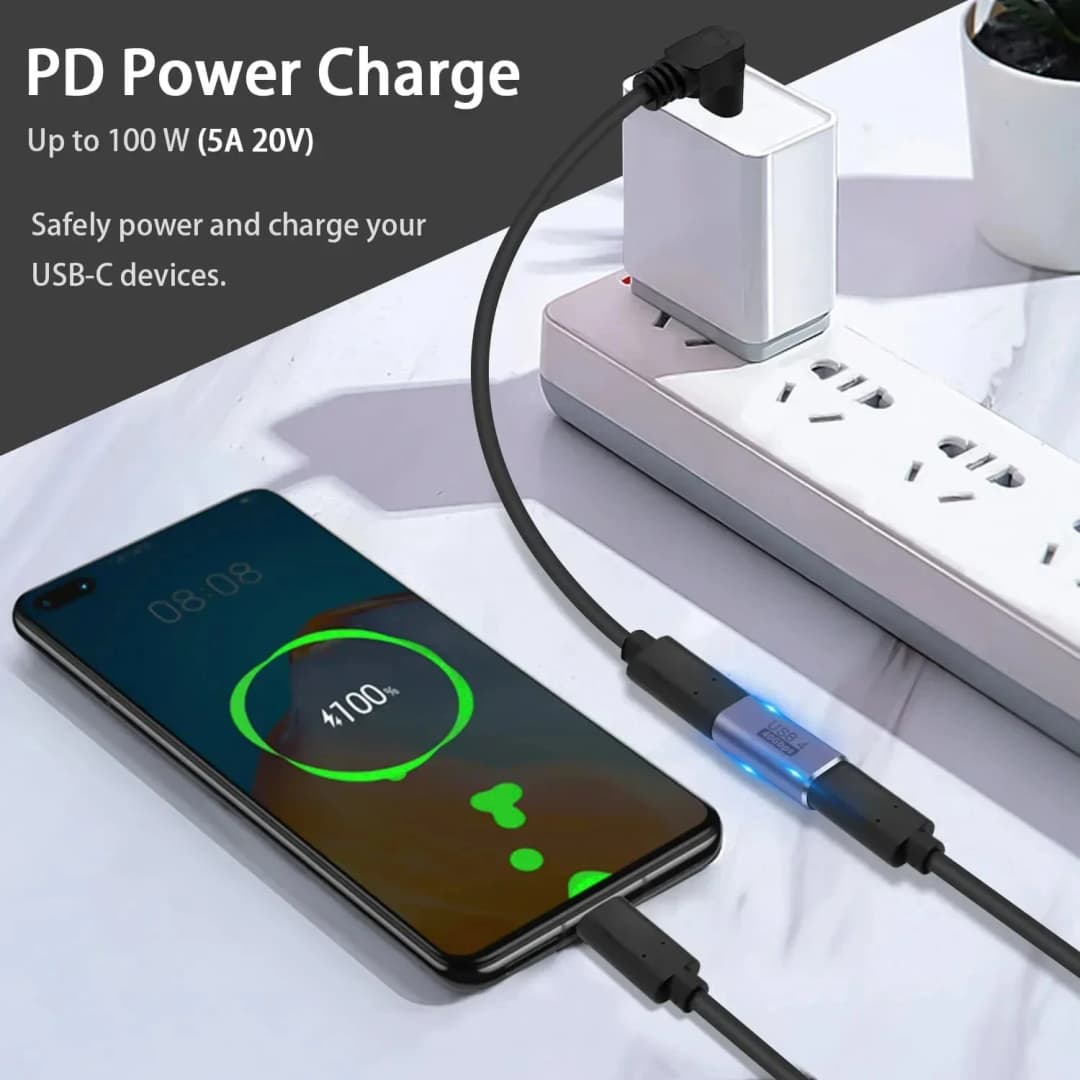 محول USB C أنثى إلى أنثى، ممدد، يدعم فيديو 8K، شحن سريع 100W، متوافق مع USB4، ثندر بولت 4، 40Gbps، OTG - 3