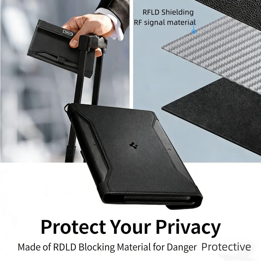 حافظة جواز سفر عالمية من سبايجن مع حجب RFID، محفظة بطاقات أصلية مقاومة للسرقة والسقوط، هدية حماية البطاقات - 4