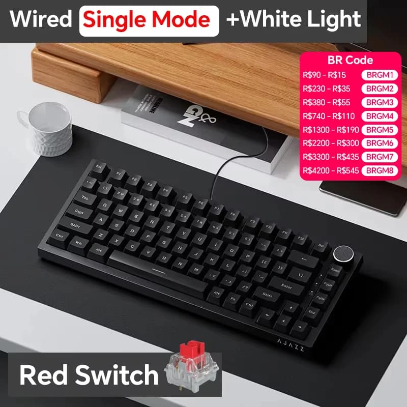 لوحة مفاتيح ميكانيكية للألعاب Ajazz AK820/AK820Pro بلوتوث 5.1/لاسلكية/سلكية لوحة مفاتيح مخصصة بزر مغلق لتبادل الحرارة
