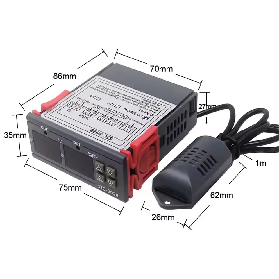 Dual Digital Thermostat Temperature Humidity Control STC-3028 Thermometer Hygrometer Incubator Controller AC 220V DC 12V 24V - 5