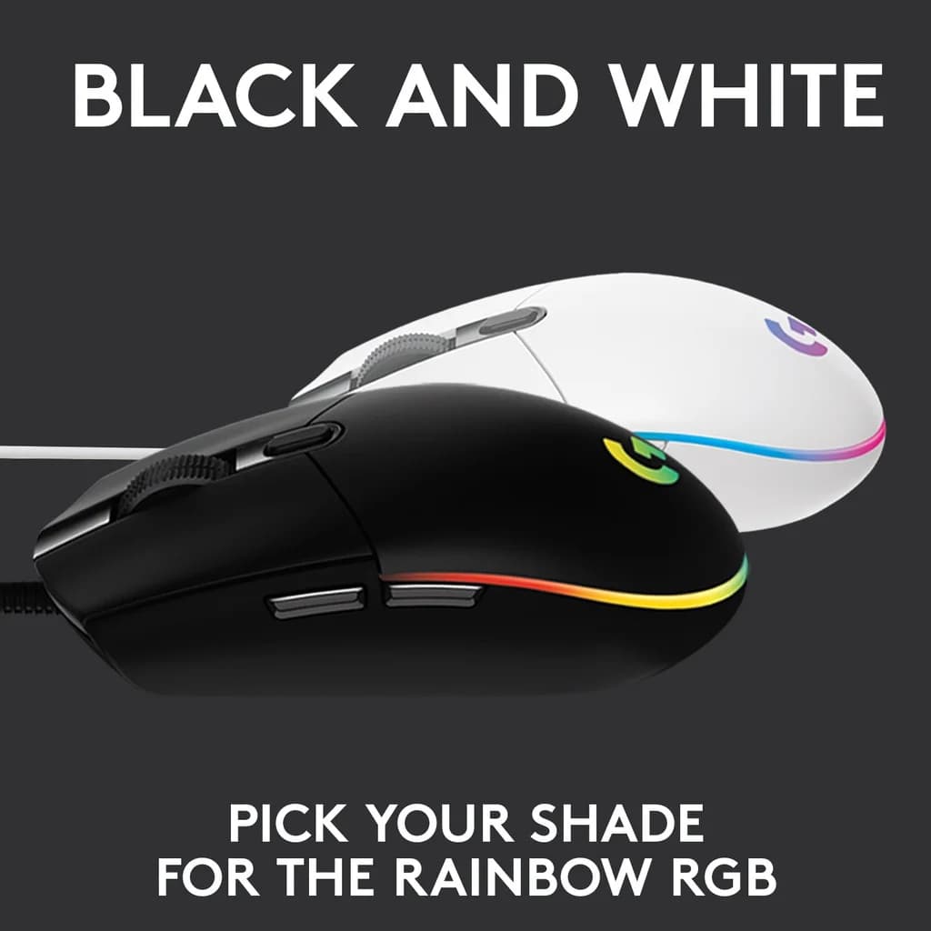 فأرة Logitech G102 بصرية بدقة 8000DPI، إضاءة LED بـ 16.8 مليون لون، 6 أزرار قابلة للتخصيص، ملحقات ألعاب كمبيوتر سلكية - 3
