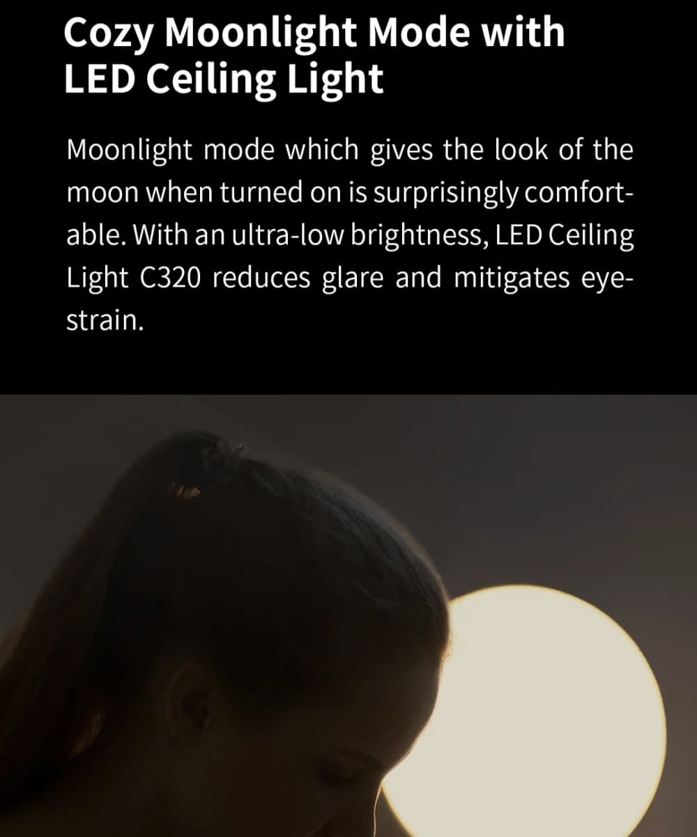 إصدار عالمي: مصباح سقف ذكي Yeelight LED PRO مع اتصال Wifi، قابل للتعتيم، تحكم صوتي ذكي متوافق مع Apple Homekit، درجة حرارة لون 2700-6500 كلفن - 3