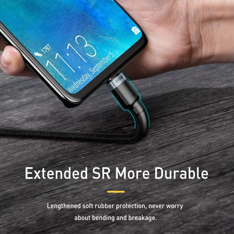 كابل Baseus USB Type C إلى USB C لهواتف آيفون 16 15 شحن سريع 100W PD لكابل ماك بوك شاومي سامسونج Type-C - 5