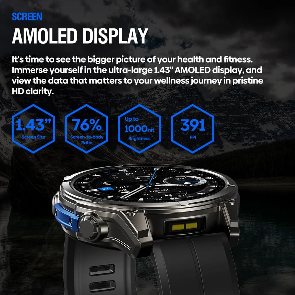 New Zeblaze VIBE 8 AMOLED Display Built-in Flashlight Smartwatch Sapphire Lens Make/Receive Calls HR/BP Monitoring Smart Watch - 2