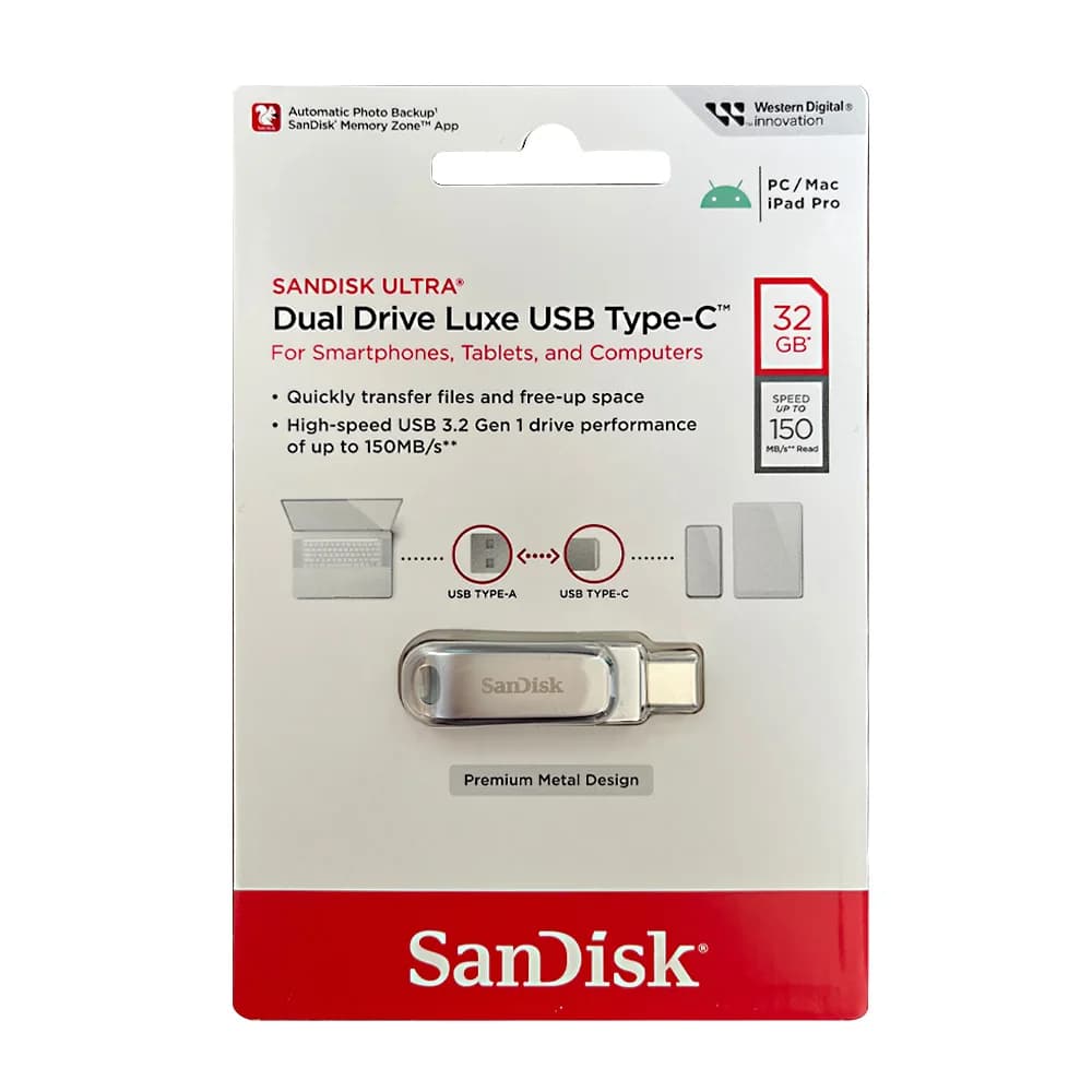 SanDisk Ultra Dual Drive Luxe USB Type-C 64 جيجابايت 128 جيجابايت 256 جيجابايت 512 جيجابايت 1 تيرابايت USB 3.2 معدن 2 في 1 Type C OTG فلاش درايف Type-A قلم ذاكرة - 6