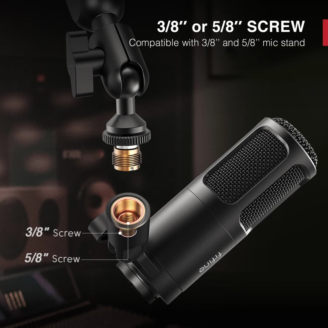 FIFINE XLR Dynamic Microphone,Vocal Podcast Mic with Cardioid Pattern, Metal Mic for Streaming/Dubbing/Video Recording,K669D - 5