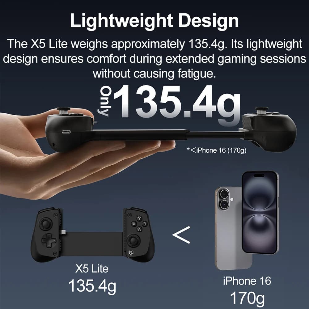 وحدة تحكم ألعاب محمولة GameSir X5 Lite Type-C لنظامي أندرويد وآي أو إس مع منفذ Type-C قابل للتحريك ولوحة سيليكون قابلة للتبديل - 4