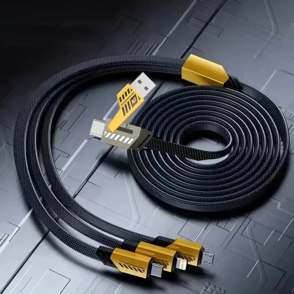 2 في 3 USB كابل شحن سريع 240 واط نايلون مضفر متعدد المنافذ نوع C كابل شاحن الهاتف المحمول الحبل آيفون 16 سامسونج شاومي - 3