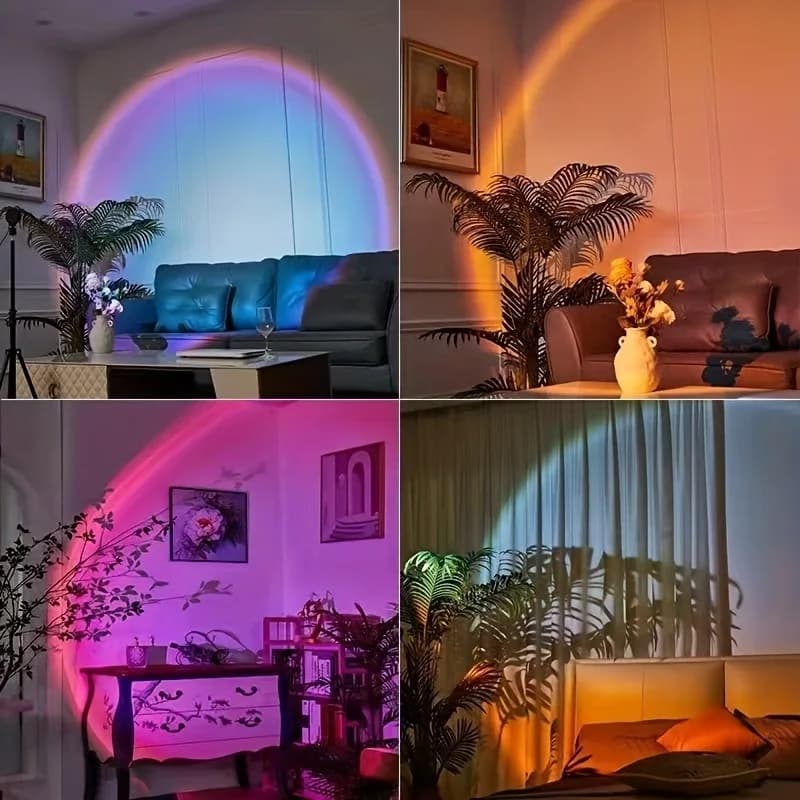 ضوء إسقاط غروب الشمس نابض بالحياة 1 قطعة - طيف 16 لون، تحكم عن بعد USB، إضاءة LED بتغيير لون ديناميكي - يخلق جو دافئ في المنزل - 3