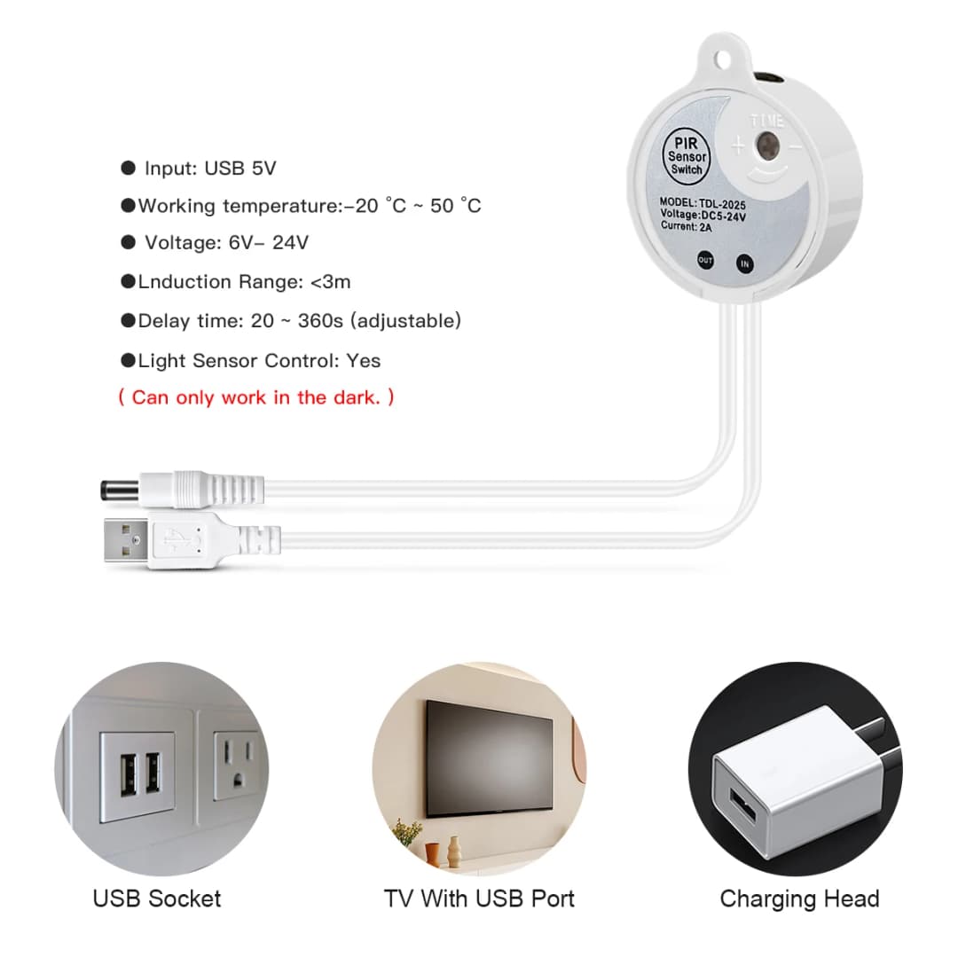 مستشعر حركة PIR ذكي، شريط إضاءة نيون LED COB فائق السطوع، تشغيل/إيقاف تلقائي، 320 LED لكل متر، مقاوم للماء، مناسب للمطبخ، الدرج، وديكور الخزانة - 5