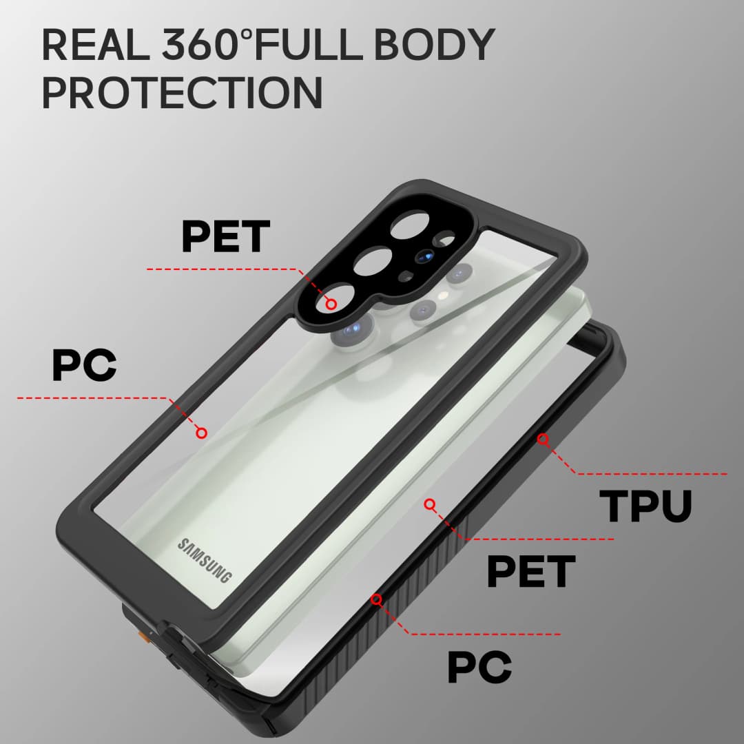 شل بوكس - جراب هاتف متين مقاوم للماء IP68 مع حماية عدسة PC و TPU لهواتف S25 ألترا، S23، S24 - 2