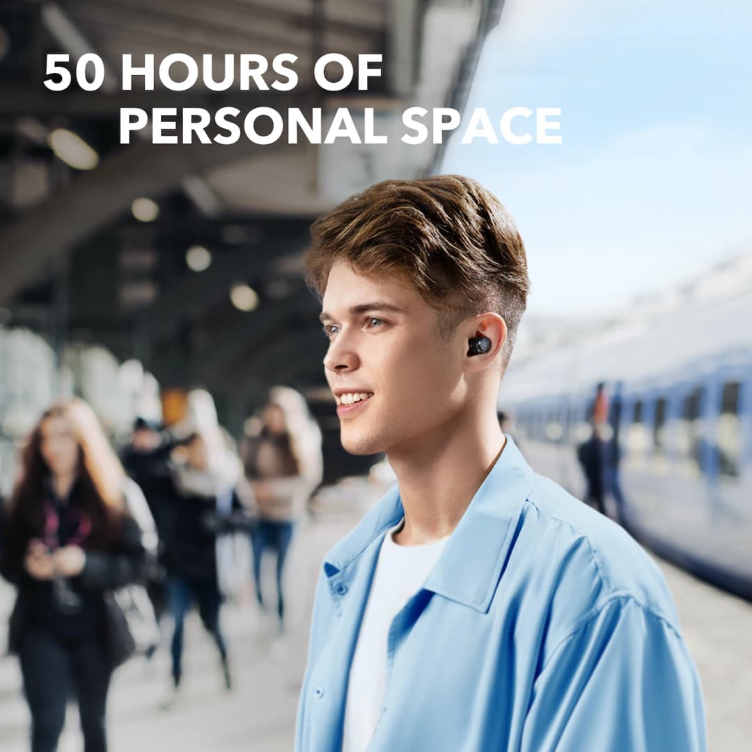 سماعات الأذن اللاسلكية Soundcore من Anker Space A40 مع إلغاء الضوضاء التكيفي النشط، تقلل الضوضاء بنسبة تصل إلى 98%، وقت تشغيل 50 ساعة - 4